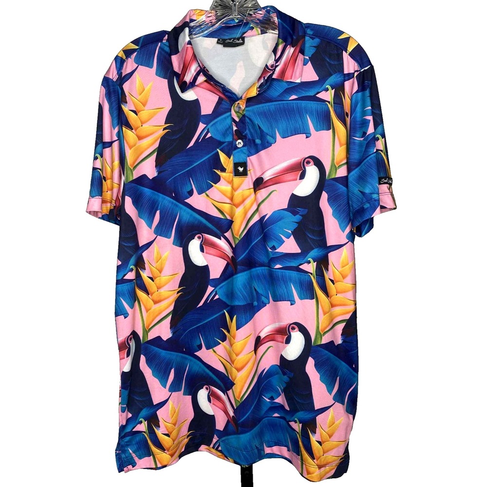 Bad Birdie Golf Polo Shirt Men's Small Toucan Performance Stretch Short Sleeve‎